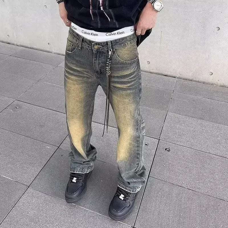 Flared Jeans for Men Baggy Wide Leg Street Vintage Designer Summer Streetwear Trousers Autumn Fashion Y2k Original Denim Pants