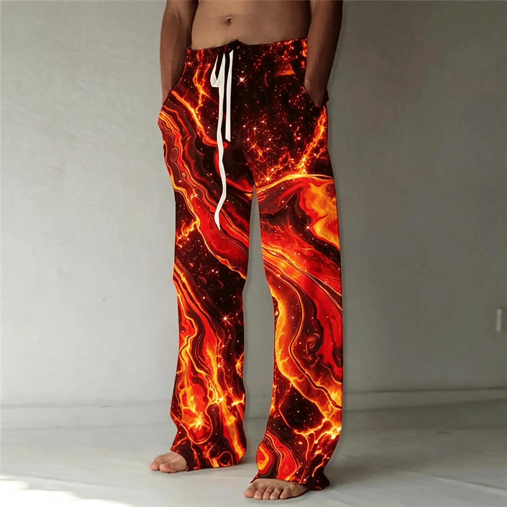 Unisex Vintage Tie Dye Marble Print Wide Leg Pants Casual Streetwear Vacation Everyday Loungewear Trousers for Adult Men Women