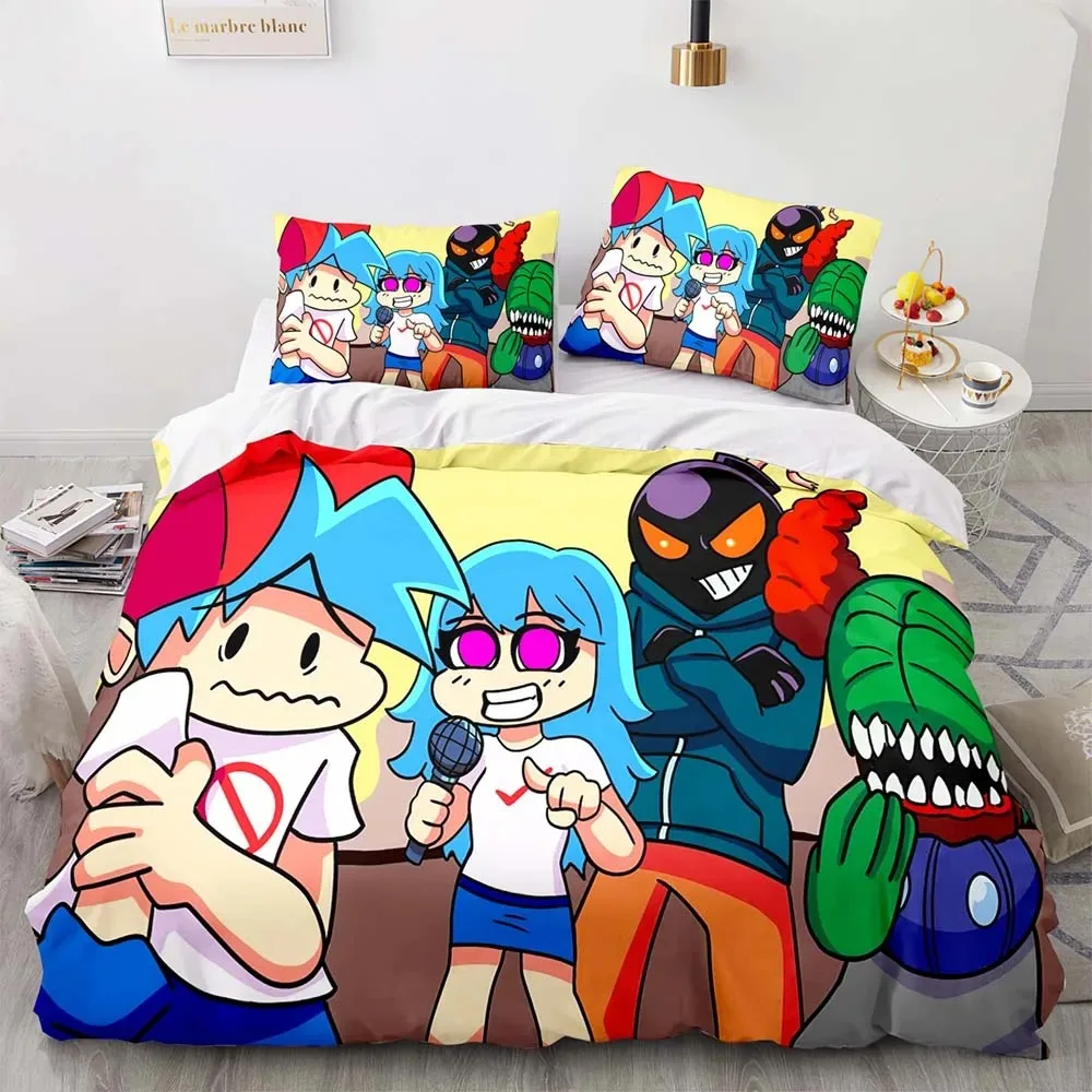 Game Friday Night Funkin Bedding Set Boys Girls Twin Queen Size Duvet Cover Pillowcase Bed Kids Adult Home Textileextile