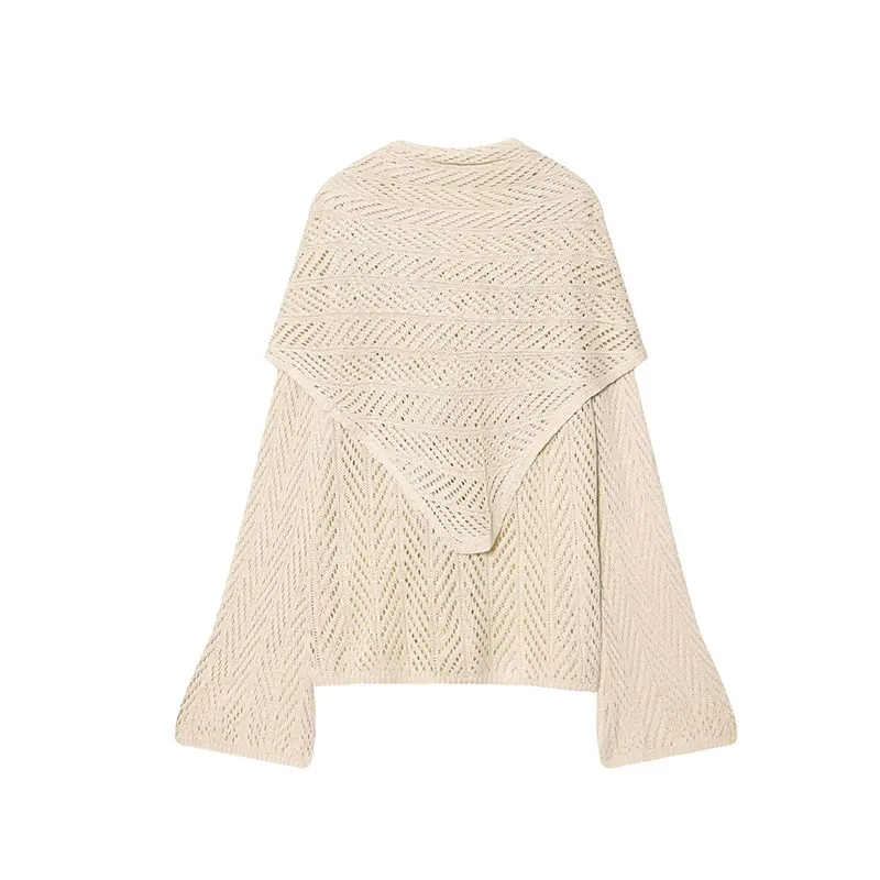 TAFAFXY 2026 Spring Women Sets Long Sleeve O-Neck Shawl Hollow-out Knitted Pullovers Loose Sweaters Midi Skirt Casual Suits image 3