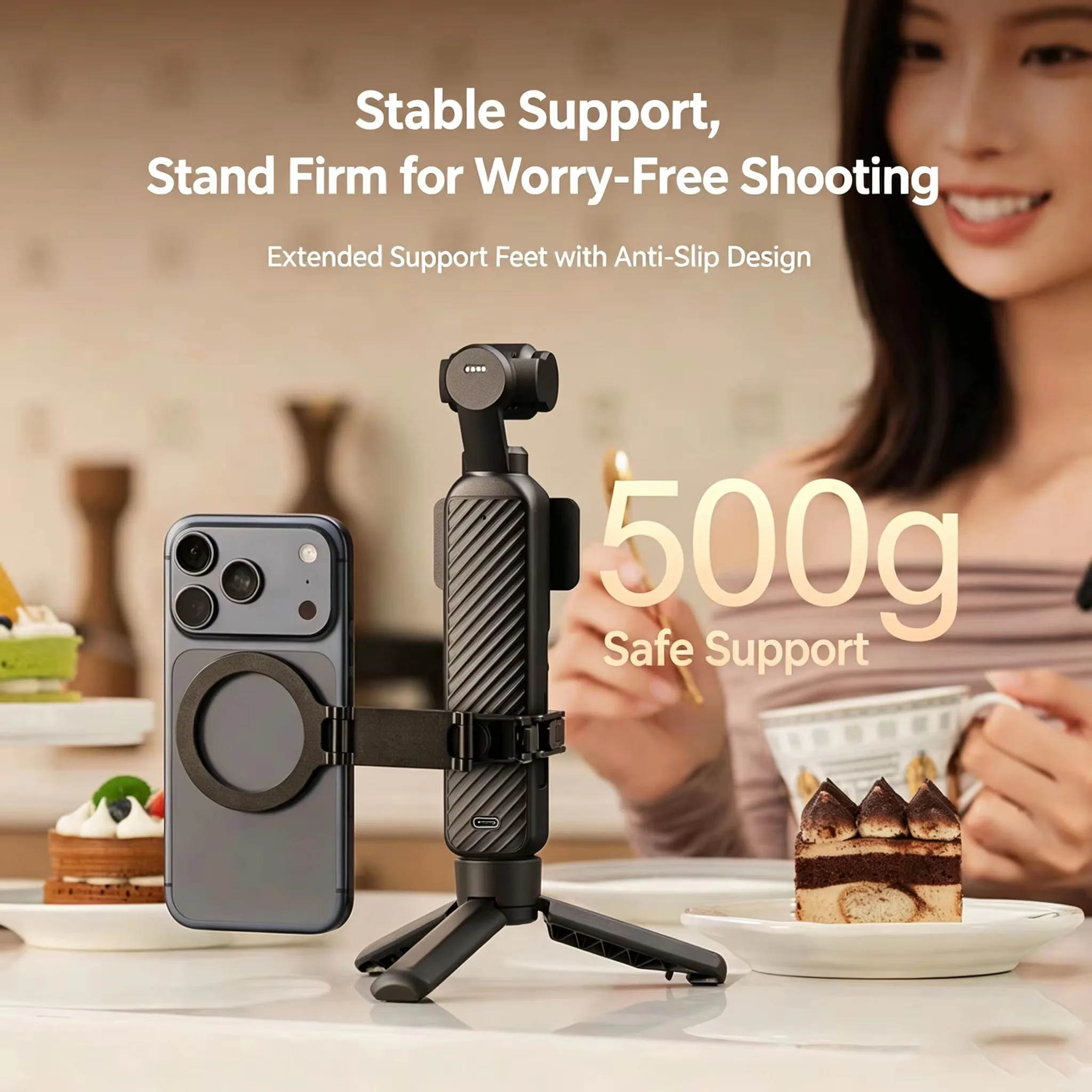 Picture 3: SmallRig Mini Desktop Tripod One-Click Quick Release  For DJI Osmo Pocket 4P / 3 / 4 Gimbal Base Action Camera Mount Accessories