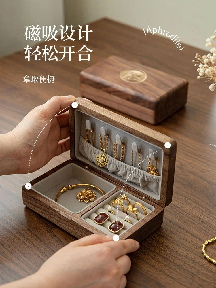 Wooden Jewelry Storage Box High-end Delicate Jewelry Box Necklace Ring Earrings Jewelry Box Birthday Wedding Gift