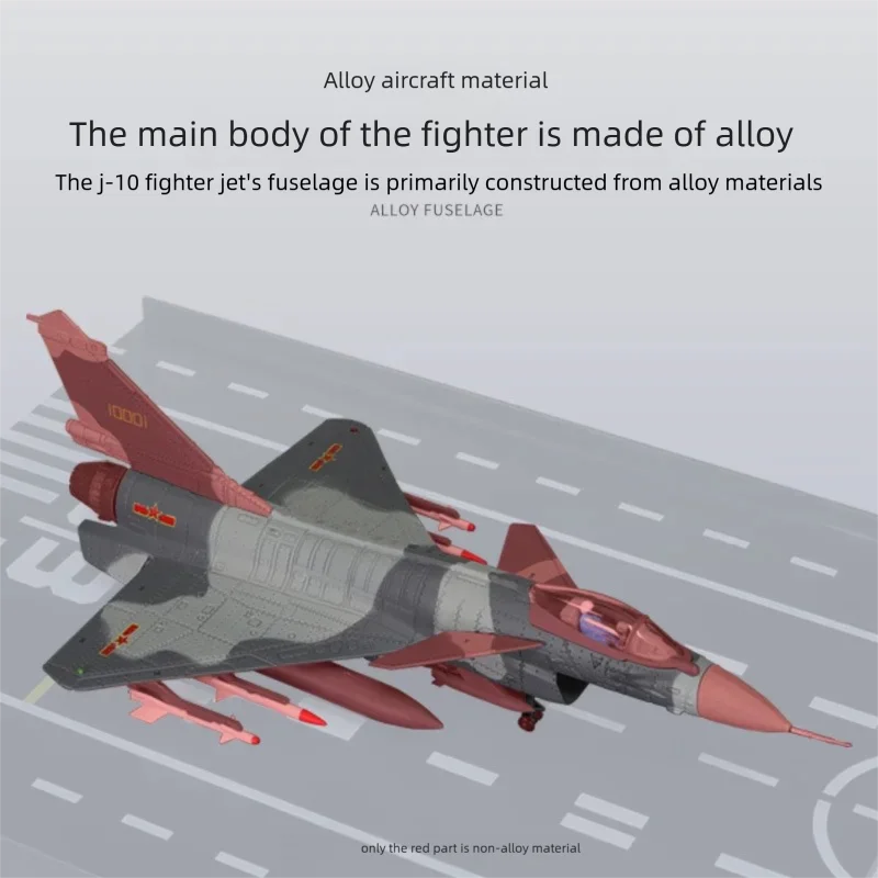 Diecast 1:72 Scale J-10 Fighter Jet Alloy Airplane Model Pull Back Simulated Military Aviation Exquisite Gifts Aircraft Ornament
