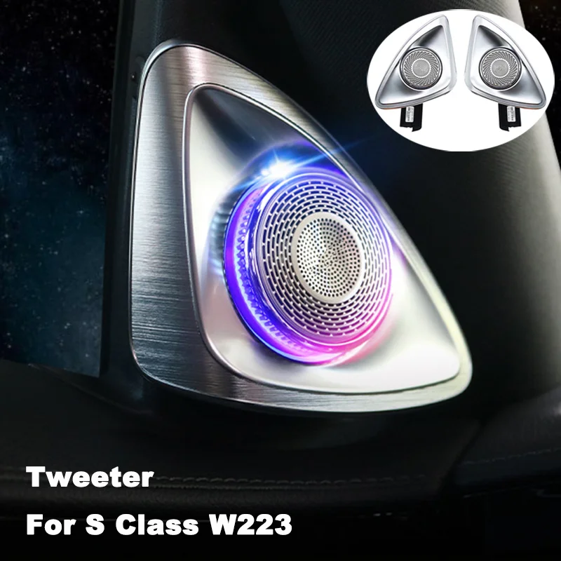 Tweeter Speaker Car Audio Speaker Cover For Mercedes Benz S Class W223 S350L Door Loudspeaker Trim Ambient Light 64 Color Rotary