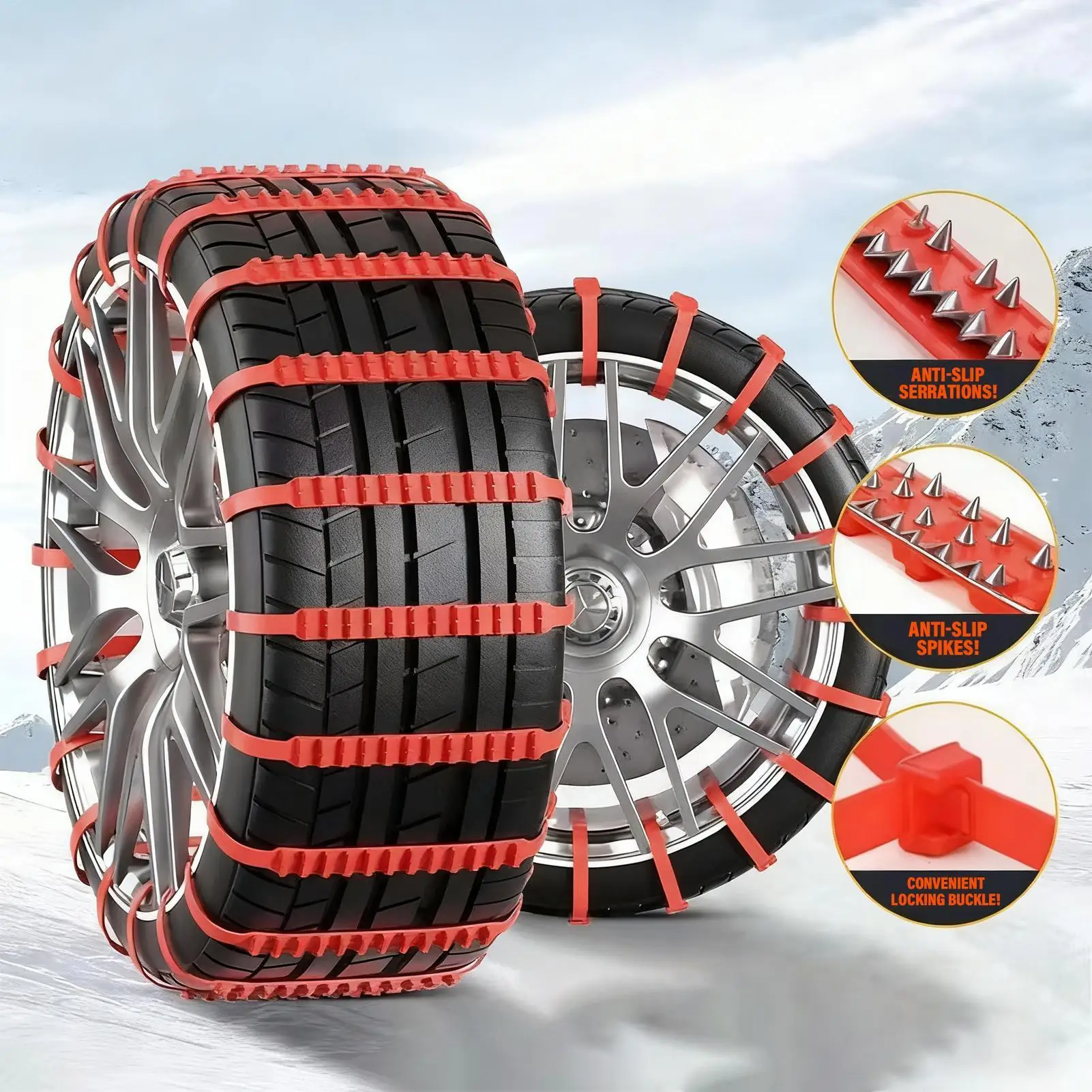 Anti-Skid Snow Chains for Car Motorcycles Winter and Bad Terrain Wheels Anti-slip Emergency Universal Lockout Artifact
