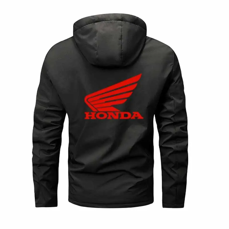 HONDA  logo 2026 Winter New Jacket Men's Casual Waterproof Black Lined Hooded Work Clothes Jacket Men's Work Clothes Tops  Fashi