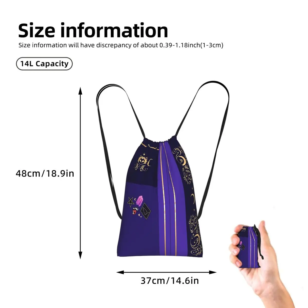 Helluva Boss - Stolas Drawstring Backpack Sports Gym Bag Portable Travel Drawstring Bag for Men Women