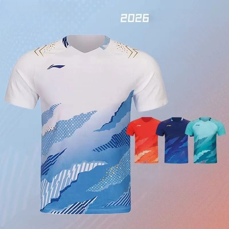 

Новая спортивная форма для настольного тенниса и бадминтона 2026 года: дышащая, быстросохнущая футболка с коротким рукавом для командных соревнований