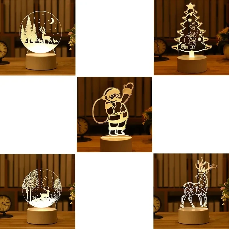 3D Lamp Acrylic USB LED Night Lights Neon Sign Lamp Xmas Christmas Decorations for Home Bedroom Birthday Decor Wedding Gifts