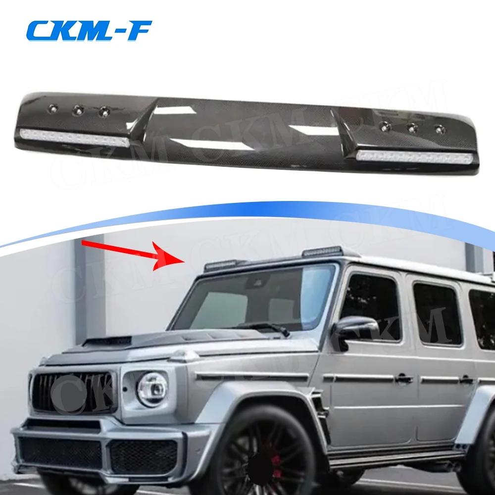 

Carbon Fiber Car Front Roof Spoiler Wing Lip With LED Light for Benz G Class W464 G350 G400 G500 G63 G65 2019 2020 2021 2022