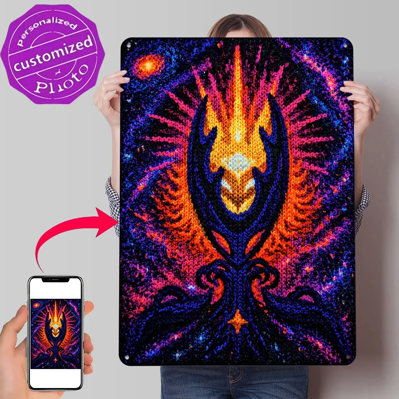 Cosmic Being With Fiery Aura 3D Printed Texture Poster Personalized Wall Art Retro Metal Tin Signs for Vintage Decoration Gaming