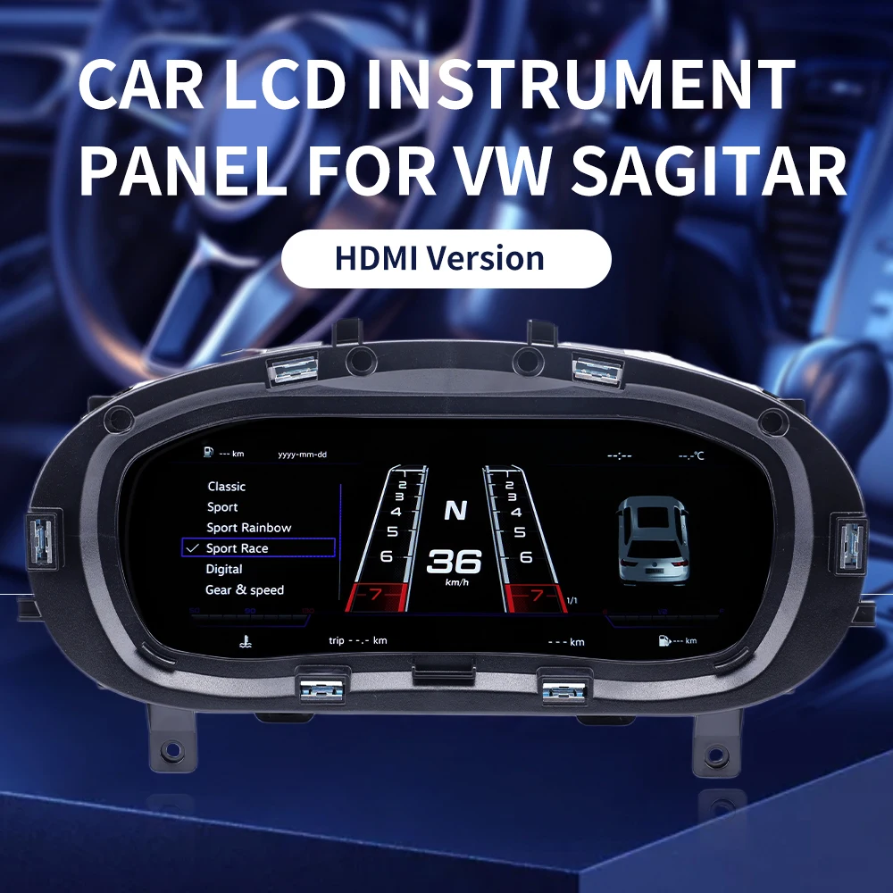 

10.3"LCD Instrument Cluster For VW Tiguan Golf 6 Jetta Sagitar 12-18Y Passt CC Magotan PQ Vehicle Dashboard HDMI Version