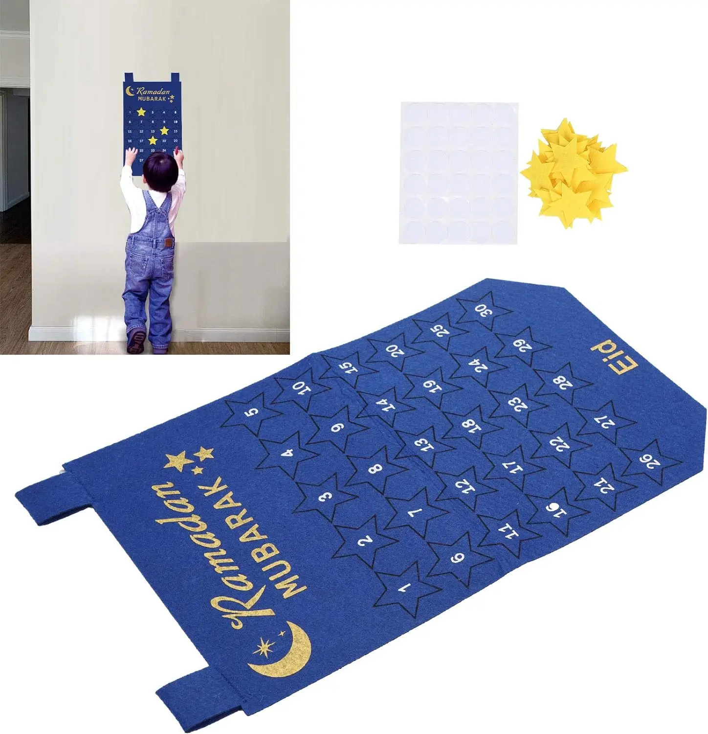 Handmade Felt Ramadan Calendar 2026 Eid Mubarak Countdown Muslim Gift Eid Al Adha Decoration Craft Home Ornament