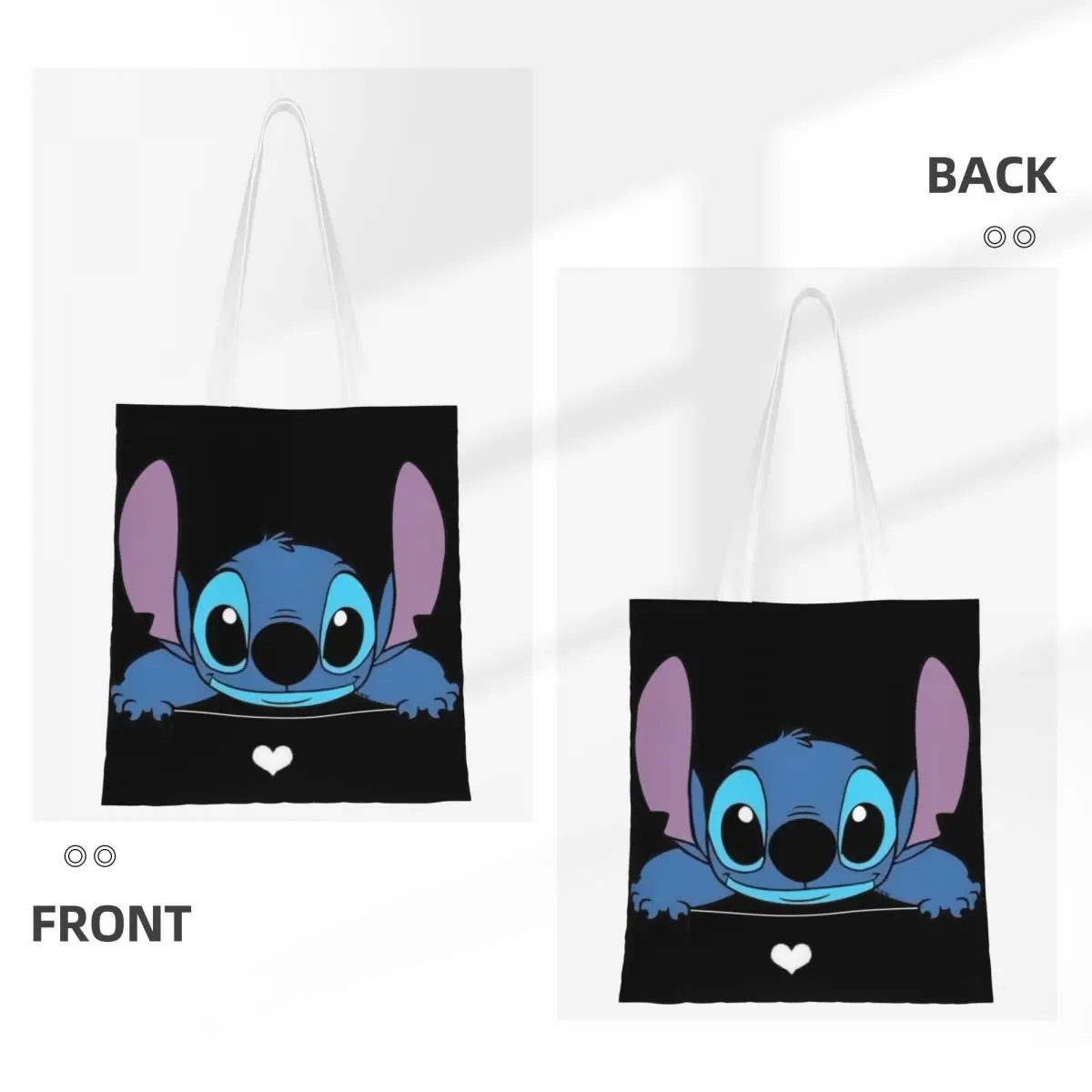 Custom Recycling Lilo Stitch Cartoon Anime Manga Shopping Bag Women Shoulder Canvas Tote Bag Washable Groceries Shopper Bags