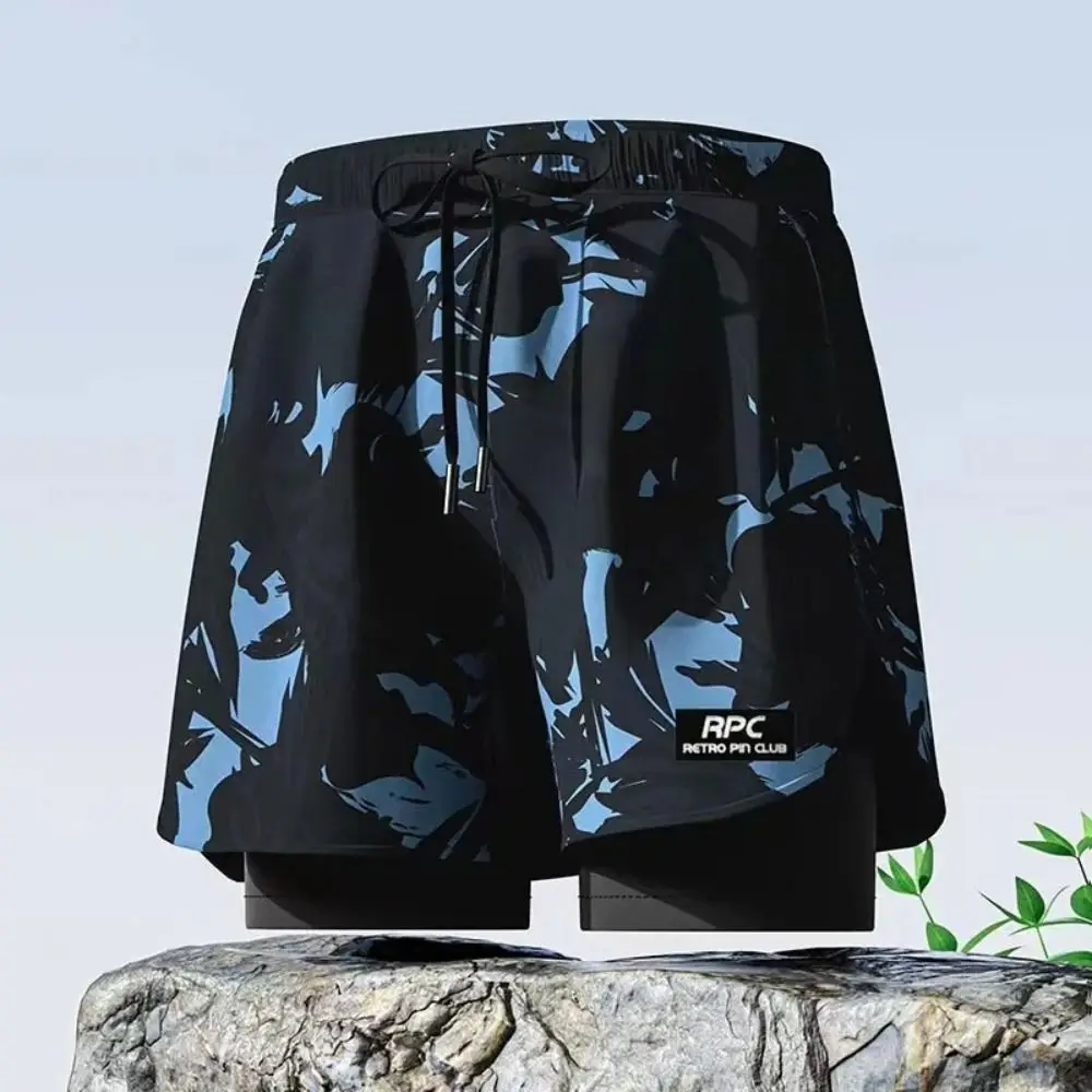 L-5XL Men's Swimming Trunks Swimsuit Printing Flat Angle Swim Trunks Quick Drying Five Point Style Beach Pants Sports