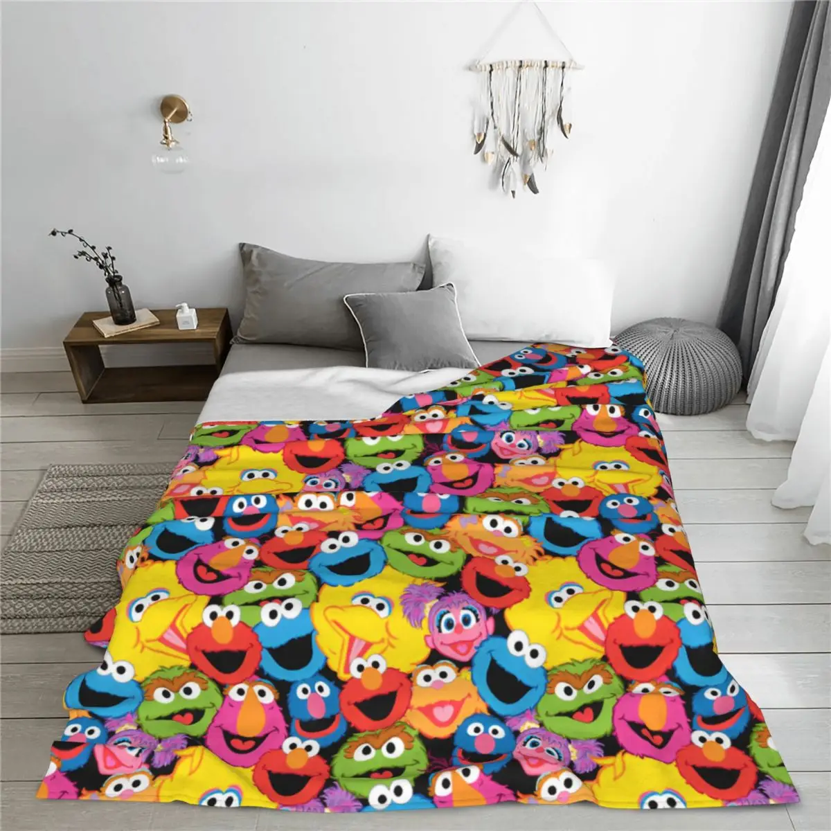 Sesames Streets Character Faces Blankets Fleece Spring Autumn Cookies Monsters Soft Throw Blanket Home Travel Plush Thin Quilt