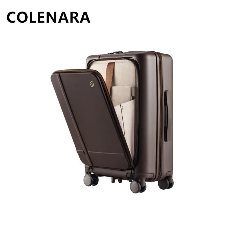 COLENARA Cabin Suitcase Front Opening Laptop Boarding Case 20 Inch Trolley Case 25