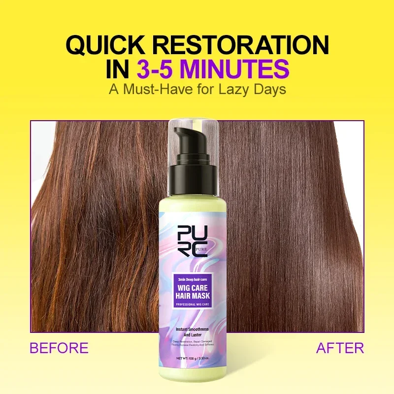 

PURC Argan Oil Wig Care Hair Mask for Women Human Hair Repair Damaged Smoothing Wig Hair Care Products 100ml/3.53 oz.