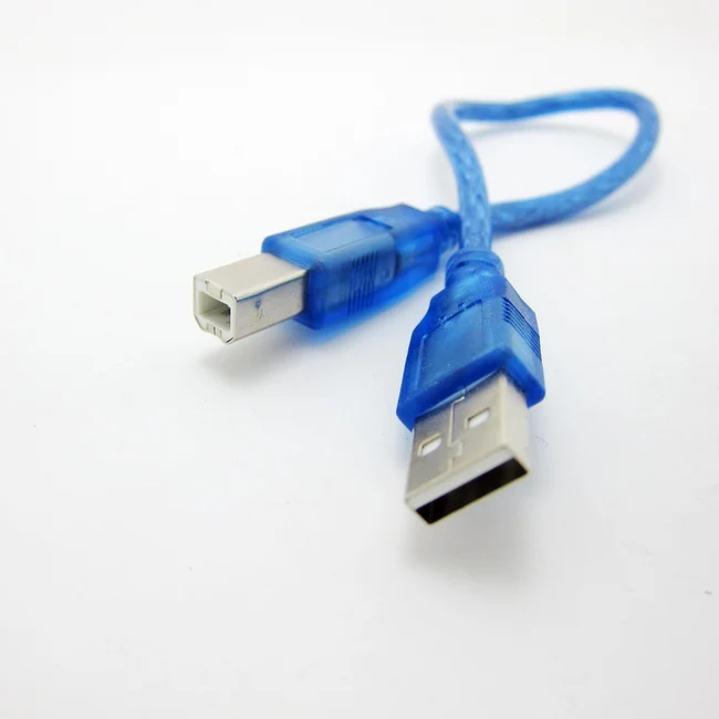 30CM High Speed USB 2.0 A męski na B męski kabel do drukarki danych przewód niebieski drut miedziany