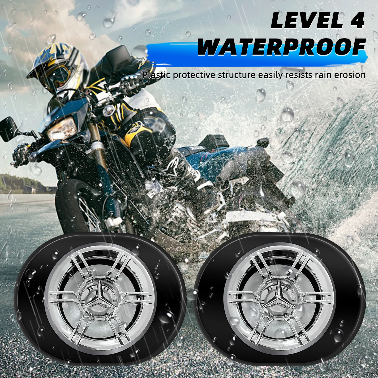 مكبر صوت لمقود الدراجة النارية/بلوتوث مدمج/مشغل MP3/جهاز تحكم عن بعد لاسلكي مقاوم للماء، مناسب للدراجات النارية