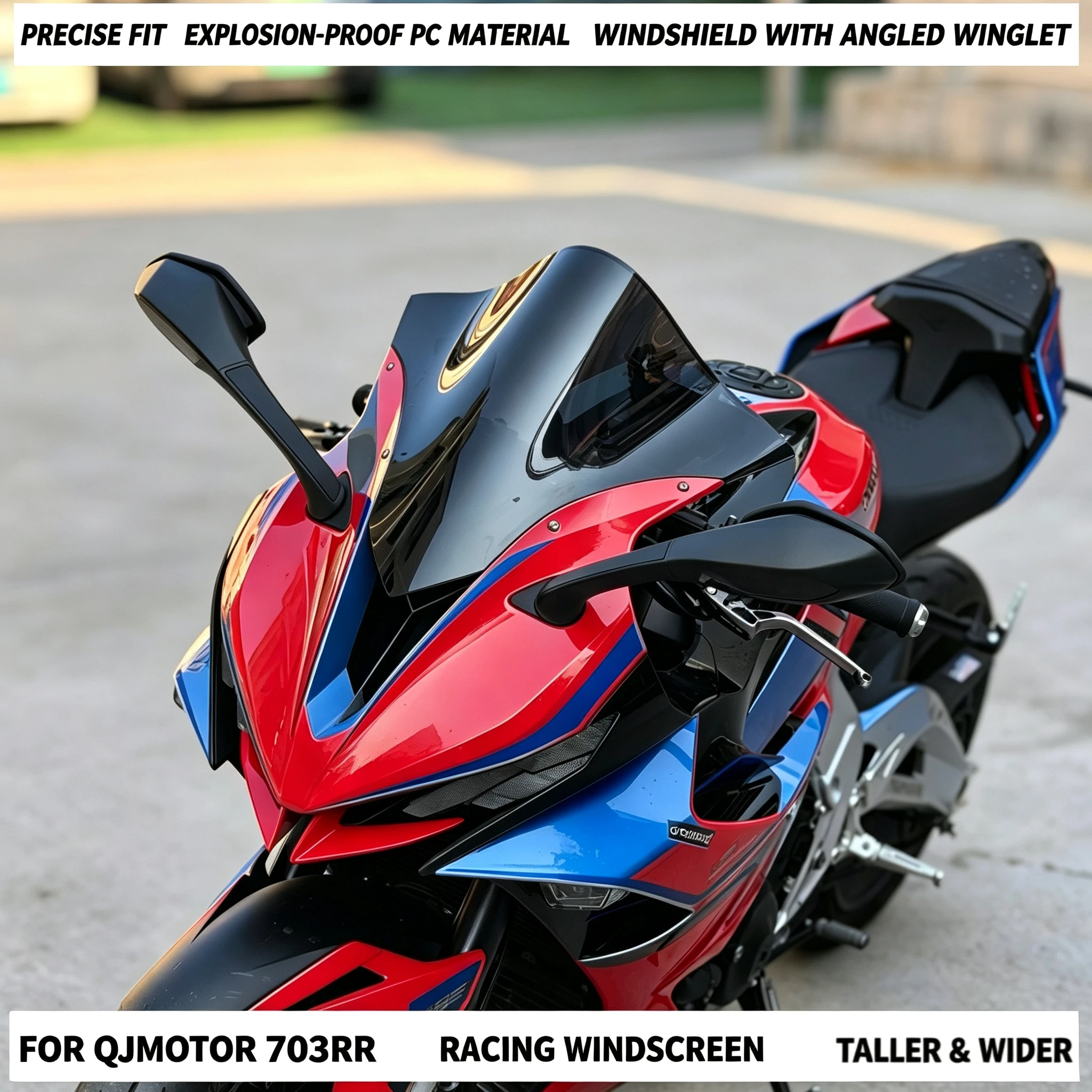 For Zontes 703RR Modified Racing Windscreen, Extended Height Wind Deflector, PC Material Motorcycle Airflow Cover Accessories