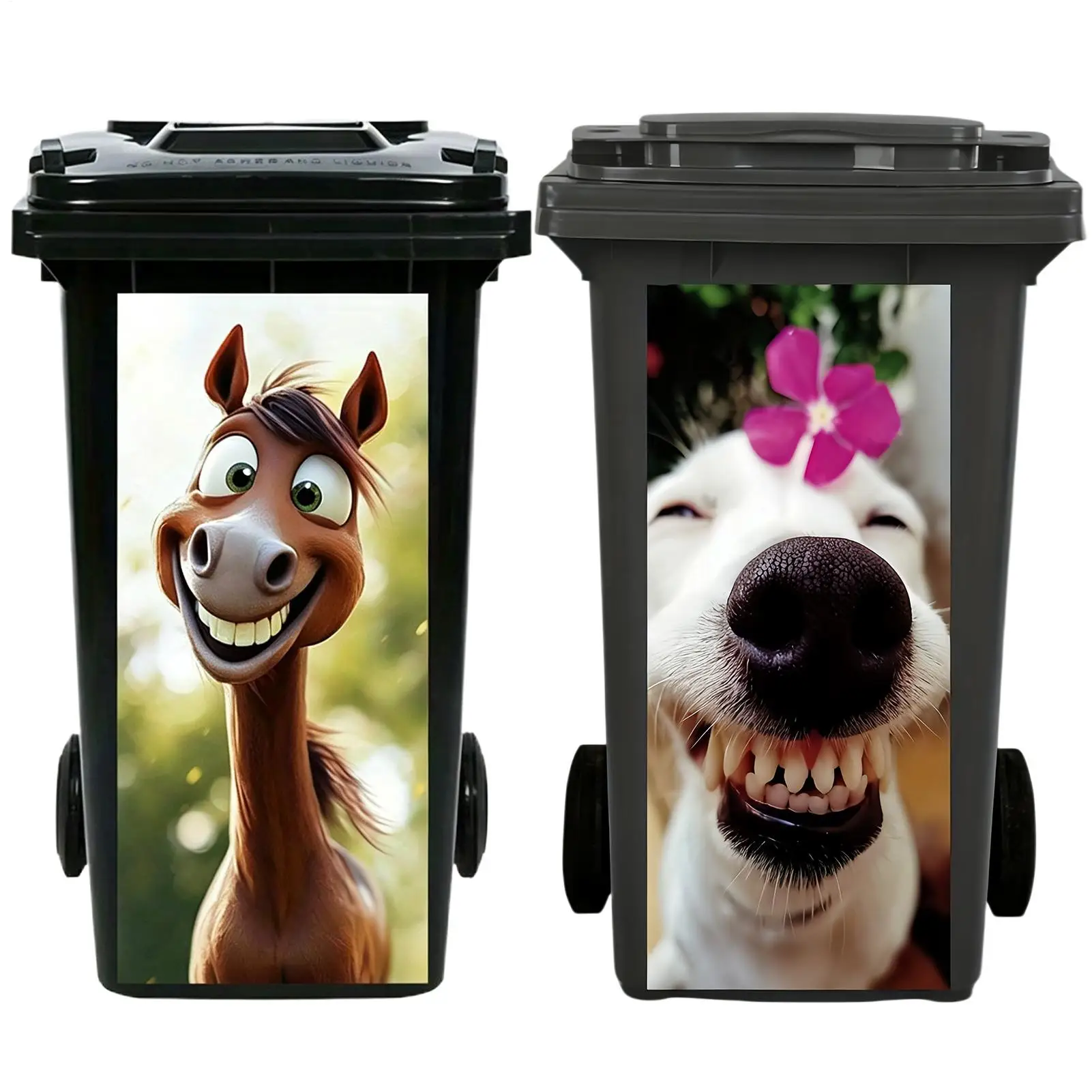 Animal Self-adhesive Dustbin Stickers Recycling Eco-friendly Wheelie Bin Sticker Renovation Cover Decal Mural