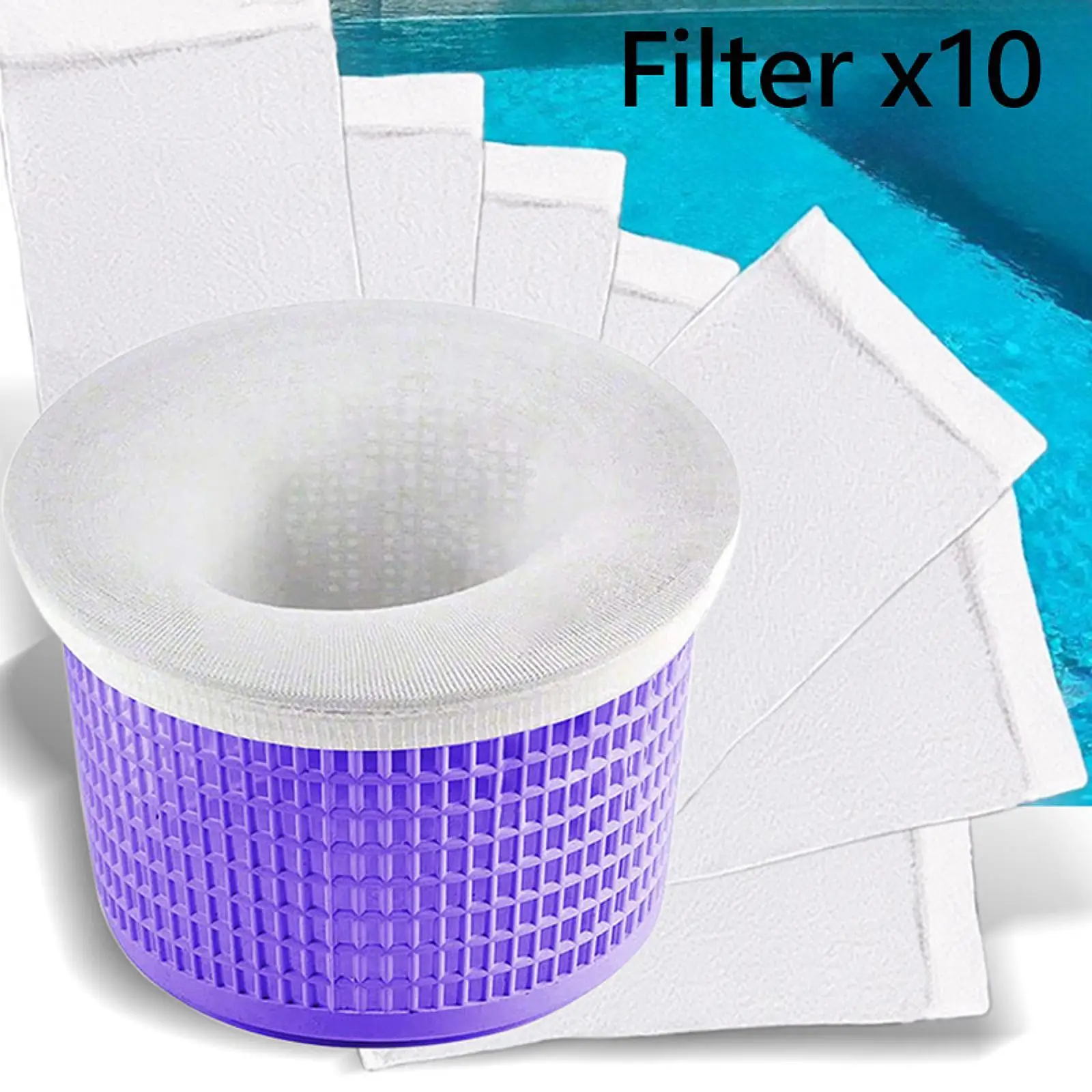 10Pcs Pool Skimmer Socks Stretchable Ultrafine Mesh Effective Remove Leaves and Debris Swimming Pool Filter for Inground Pools