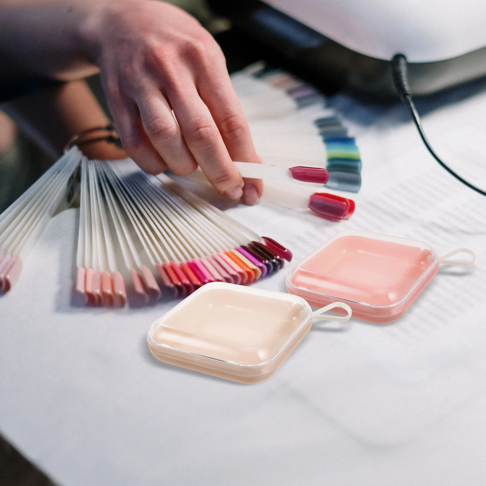 2 قطعة صندوق تخزين اضغط على منظم تصميم شفاف متعدد الأقسام للوصول السريع اضغط على حامل الأظافر المزيف السائبة #4