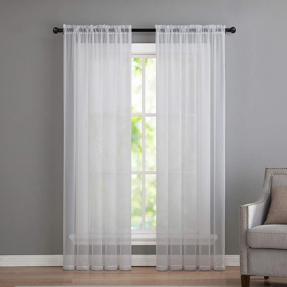 Kitchen Tulle Modern Home White Sheer Curtains Translucidus Voile Curtain Decorative Window Gauze Translucent Screen Shades