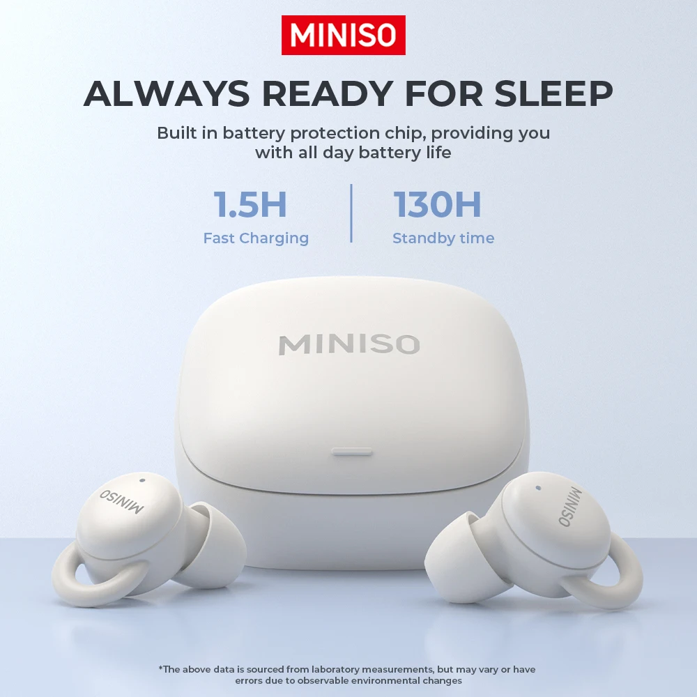 MINISO X10 Wireless Bluetooth 5.4 Earphones Sleep Wireless Headphones With Mic Touch Control Noise Cancelling Super Long Endur