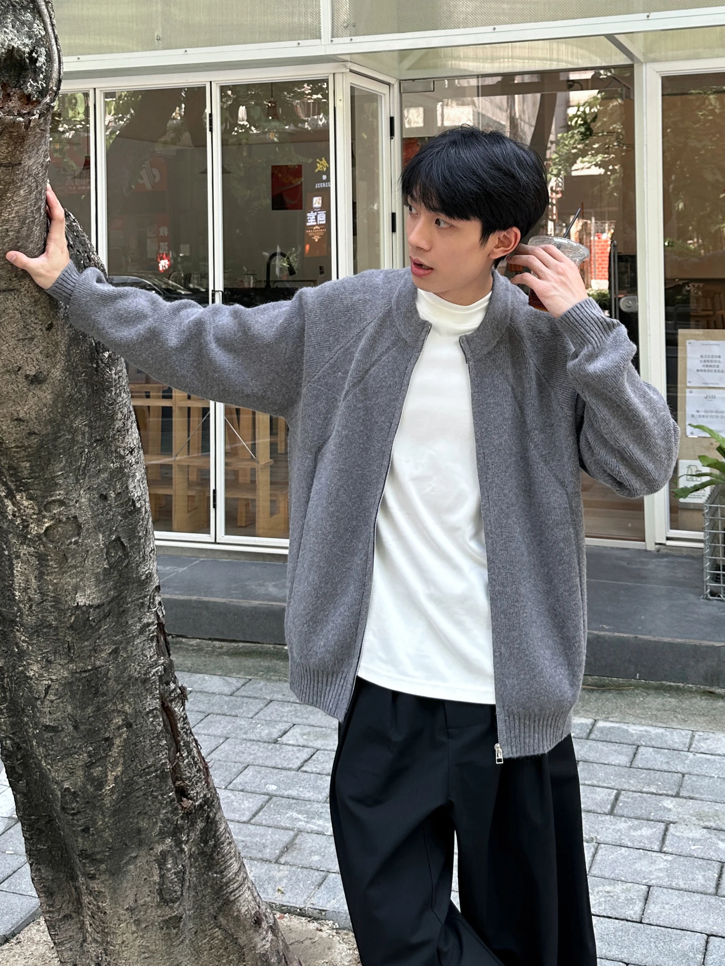 

American Retro Lazy Sle Men's Open Cardigan Sweater Zipper Loose Knitted Casual Versatile Autumn Winter Faion Outerwear