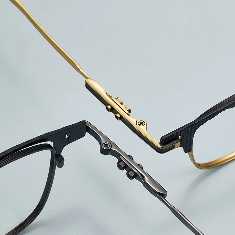 أزياء التيتانيوم الرجال النظارات الأعمال إطار مربع كبير النظارات الرجعية خفيفة للغاية وصفة طبية إطار نظارات #4