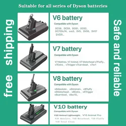 8000mAh for Dyson V6 V7 V8 V10 Rechargeable Bateria SV10 SV11 SV12 SV09 Vacuum Cleaner Battery DC58 Battery for Sony Battery Cel