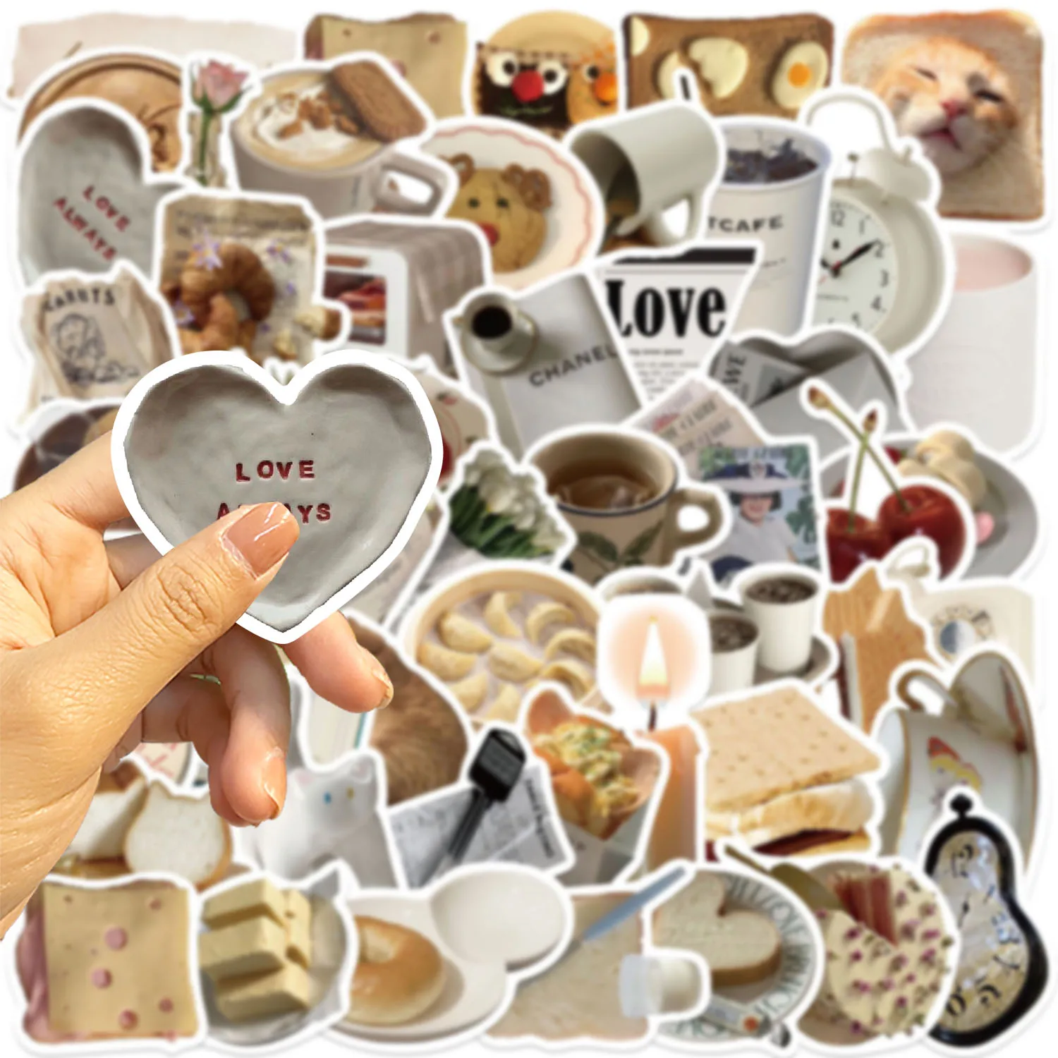 50pcs Breakfast originality Sticker suitable for Notebook computer Luggage  Refrigerator skateboards phone cases sticker