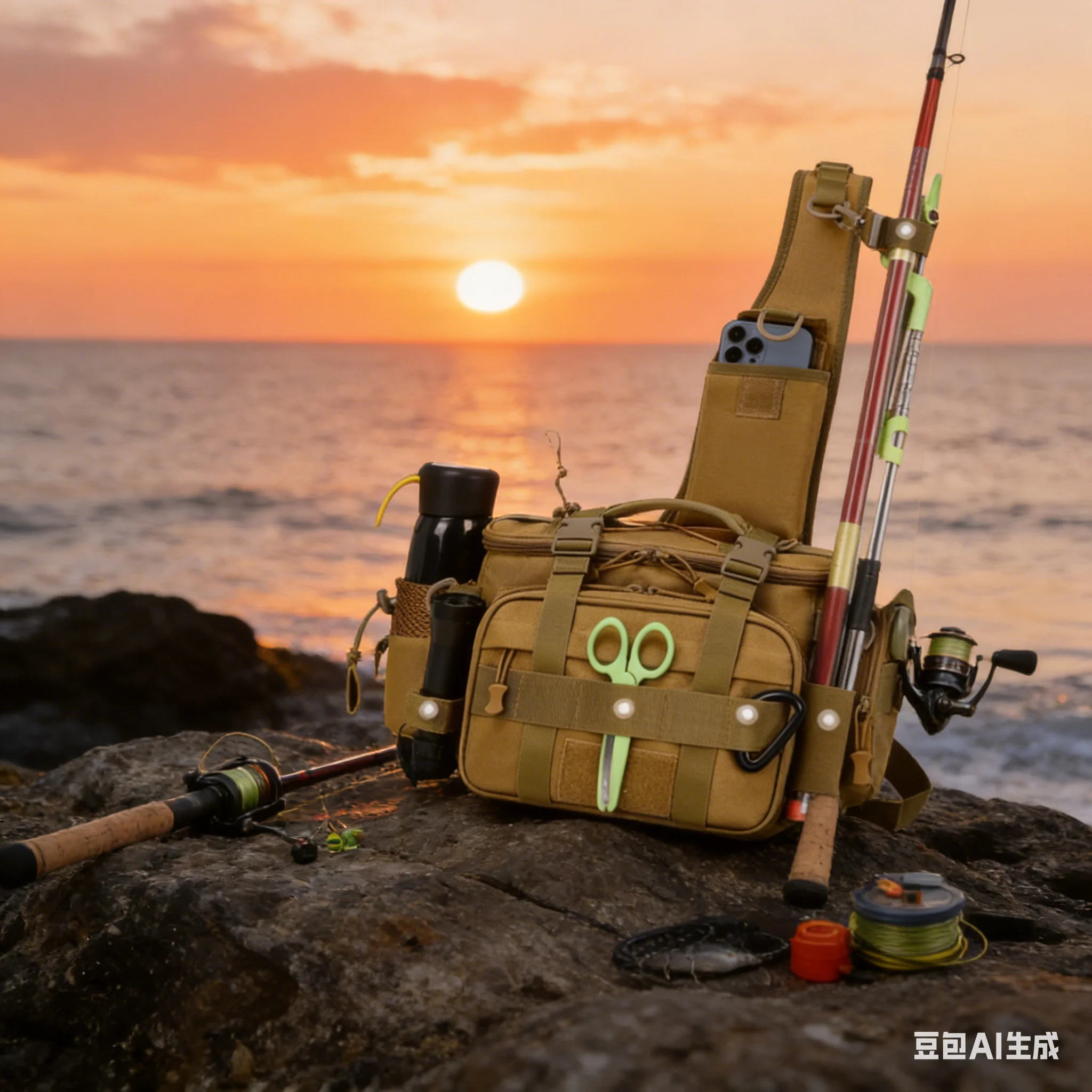 

Тактическая рыболовная сумка-слинг, водонепроницаемая сумка для снастей с множеством карманов и системой MOLLE для походов, кемпинга и охоты