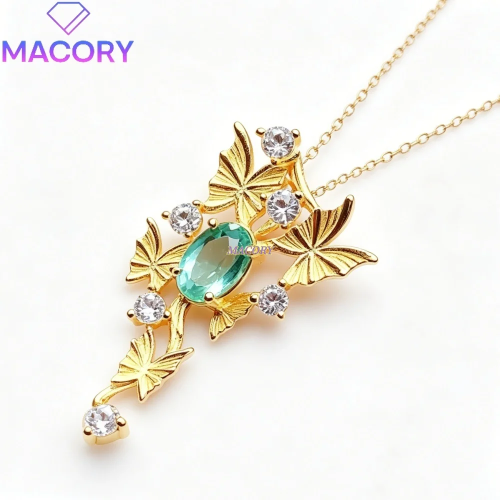 S925 sterling silver emerald pendant necklace dreamy and luxurious style adds a touch of color to your everyday look