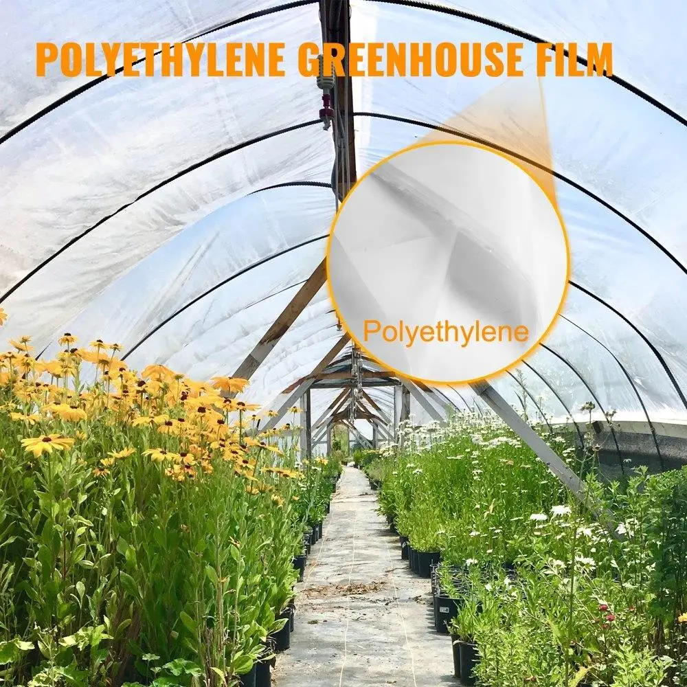 8x25 ft Greenhouse Polyethylene Film 6 Mil - UV Resistant Clear Plastic for Optimal Plant Growth & Insulation