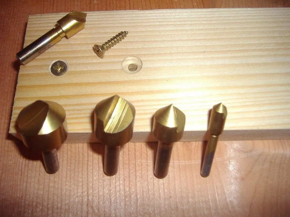 5 Pcs 90 Degree  HSS Chamfer Countersink Chamfer Drill Bit 1/4" Hex Shank 90 Degree Wood Chamfering Cutter 6mm-19mm