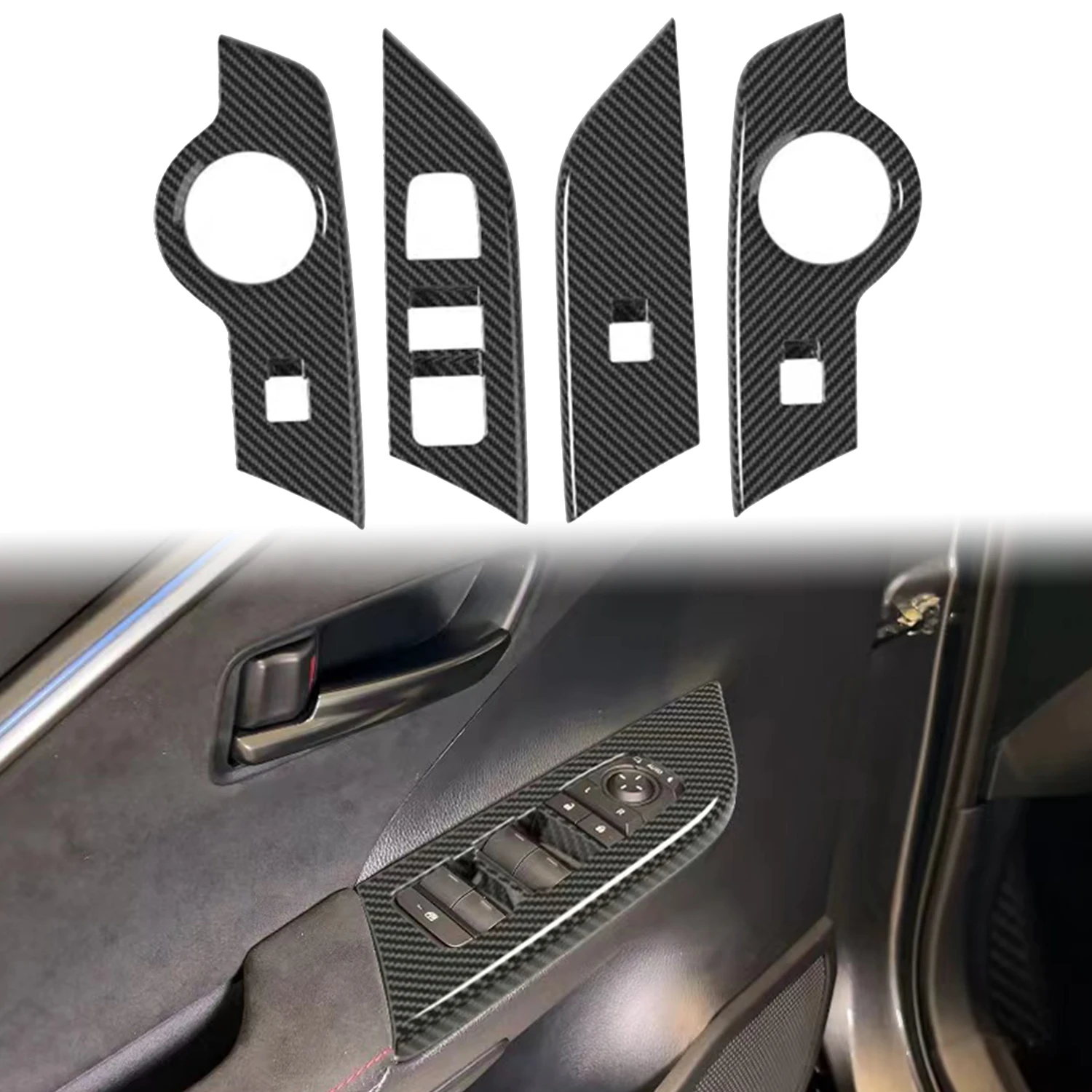 

For Toyota C-HR CHR 2024 2025 LHD!!! Interior Door Armrest Window Lift Switch Button Cover Trim ABS Car Accessories 4pcs