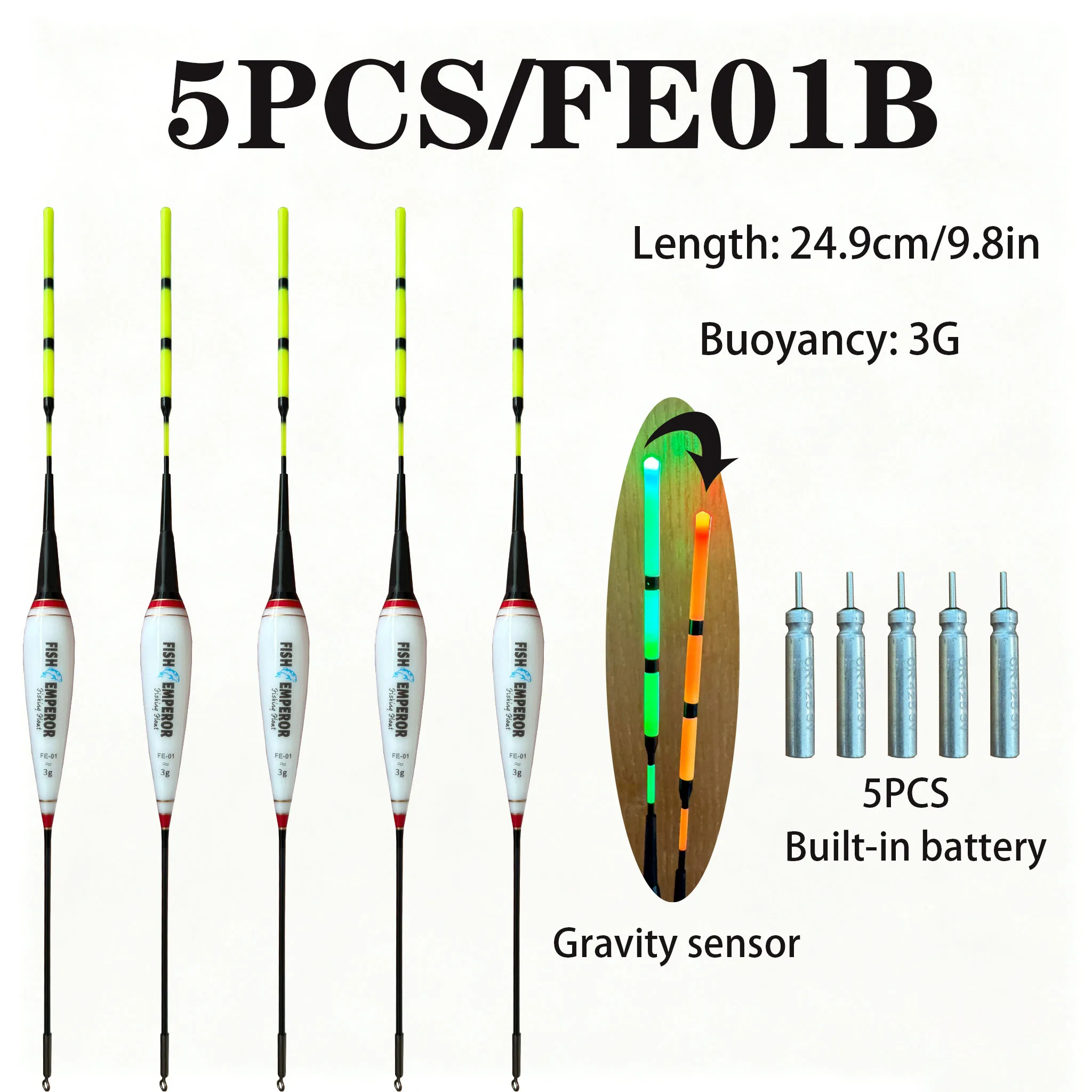 5PCS Day And Night Dual Purpose Float With Gravity Sensing Color Change High Sensitivity And Clarity