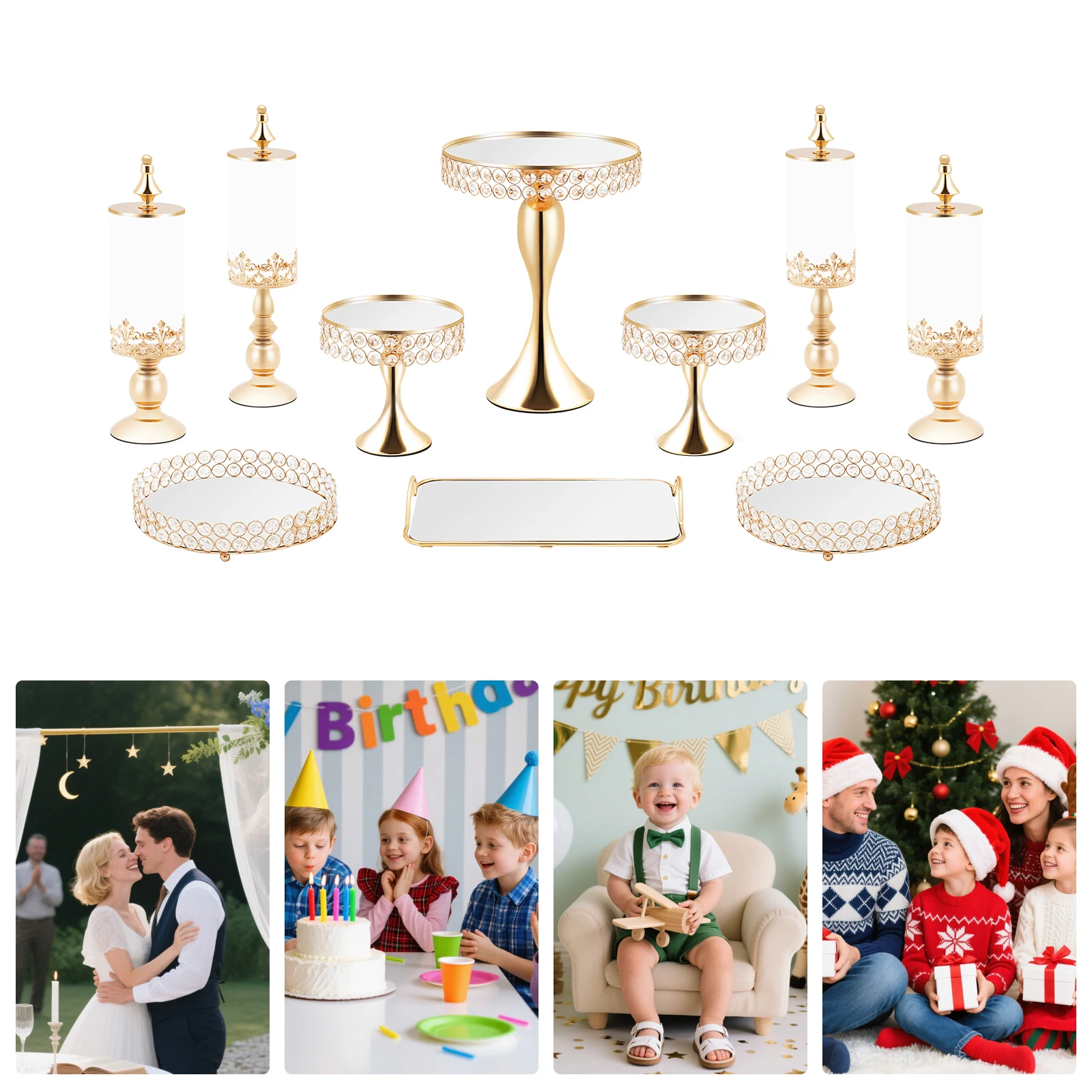 

10 Pieces Cake Stand Set for Display And Decoration Ideal for Cake Shops Bakeries Weddings - Kitchen Dining Accessories