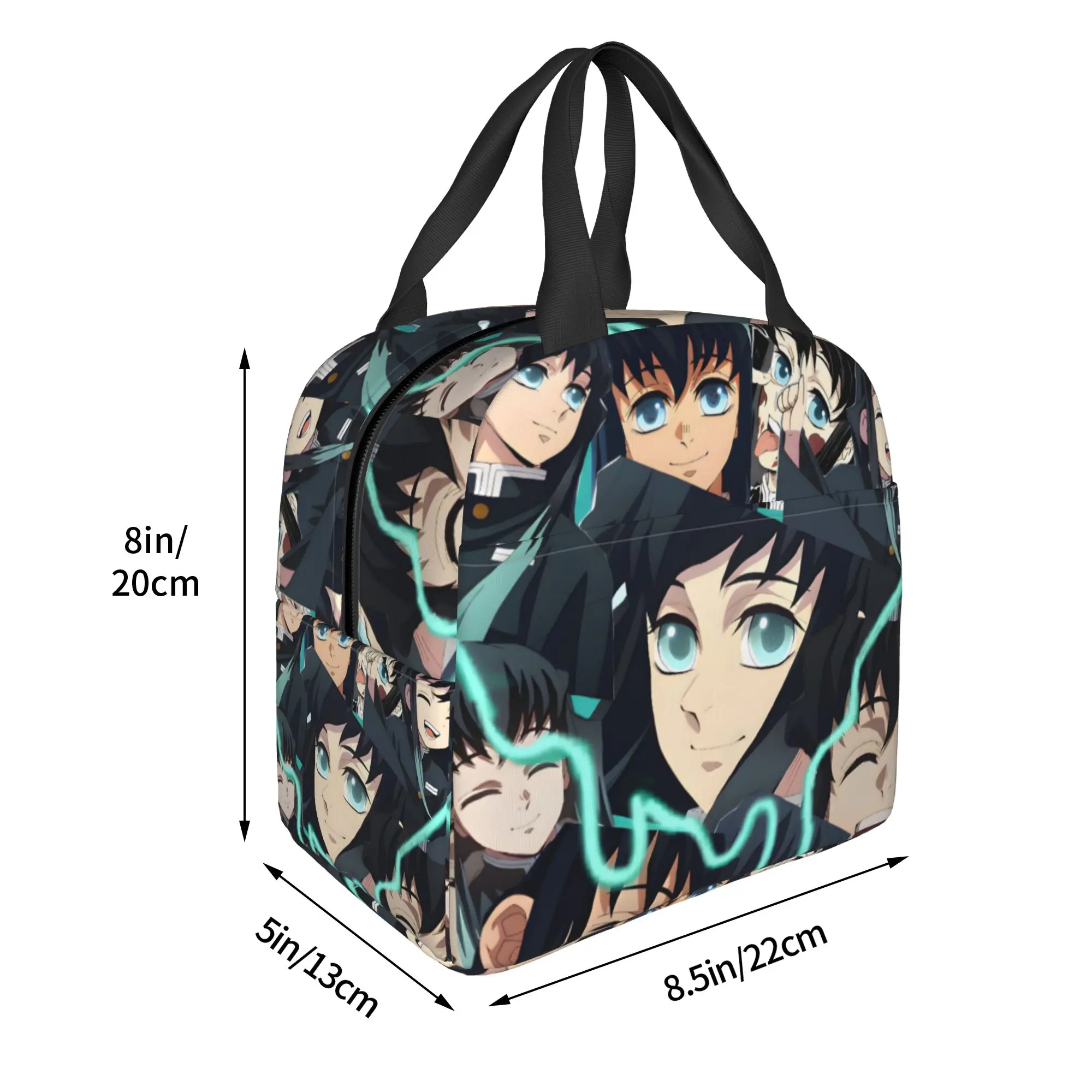 Custom Muichiro Demon S-Slayer Resuable Lunch Box Women Multifunction Japanese Thermal Cooler Food Insulated Lunch Bag School view 4