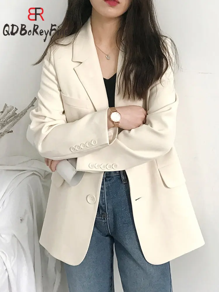 Lente Dames Blazer 2024 Nieuw In Koreaanse Lange Mouwen Tops Office Single Breasted Revers Pak Jas Casual Blazers Voor Dames Jas