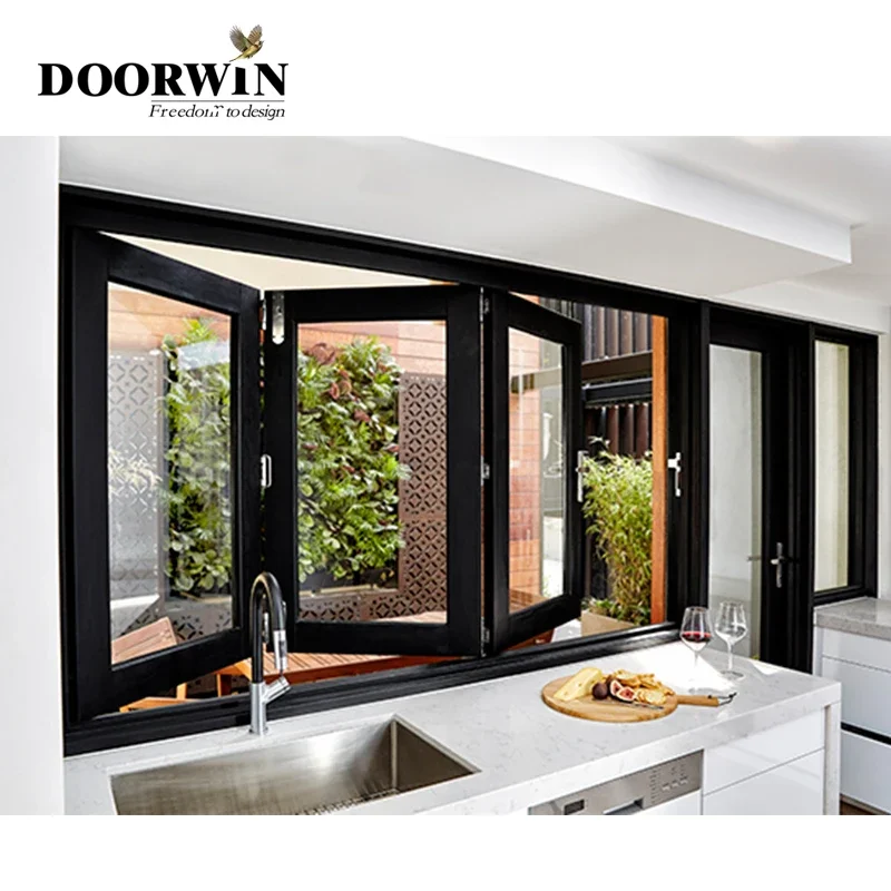 Customized Doorwin Window For Canada&Usa Market Customized Style And Size Powder Coated Balcony Folding Bifold Windows