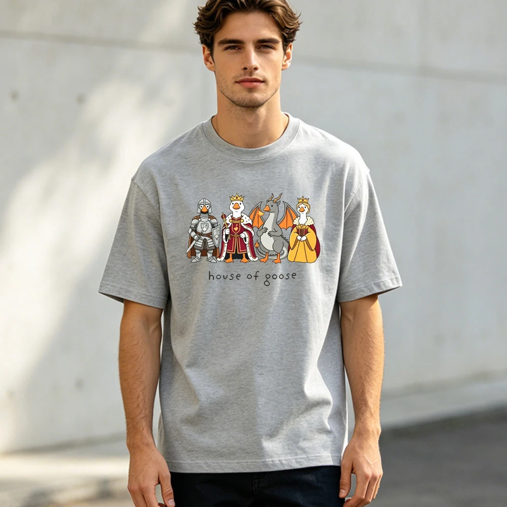 House Of Goose Knight Royal Dragon Cartoon Herren Sommer Baumwoll-T-Shirt Mittelalterlicher lustiger Charakter Kreatives Street Casual T-Shirt