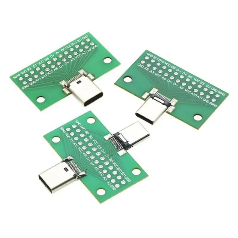 24P 2.54mm Type-C Male to Female Adapter USB 3.1 Test PCB Board for Student Electronic Experiment Circuit Project