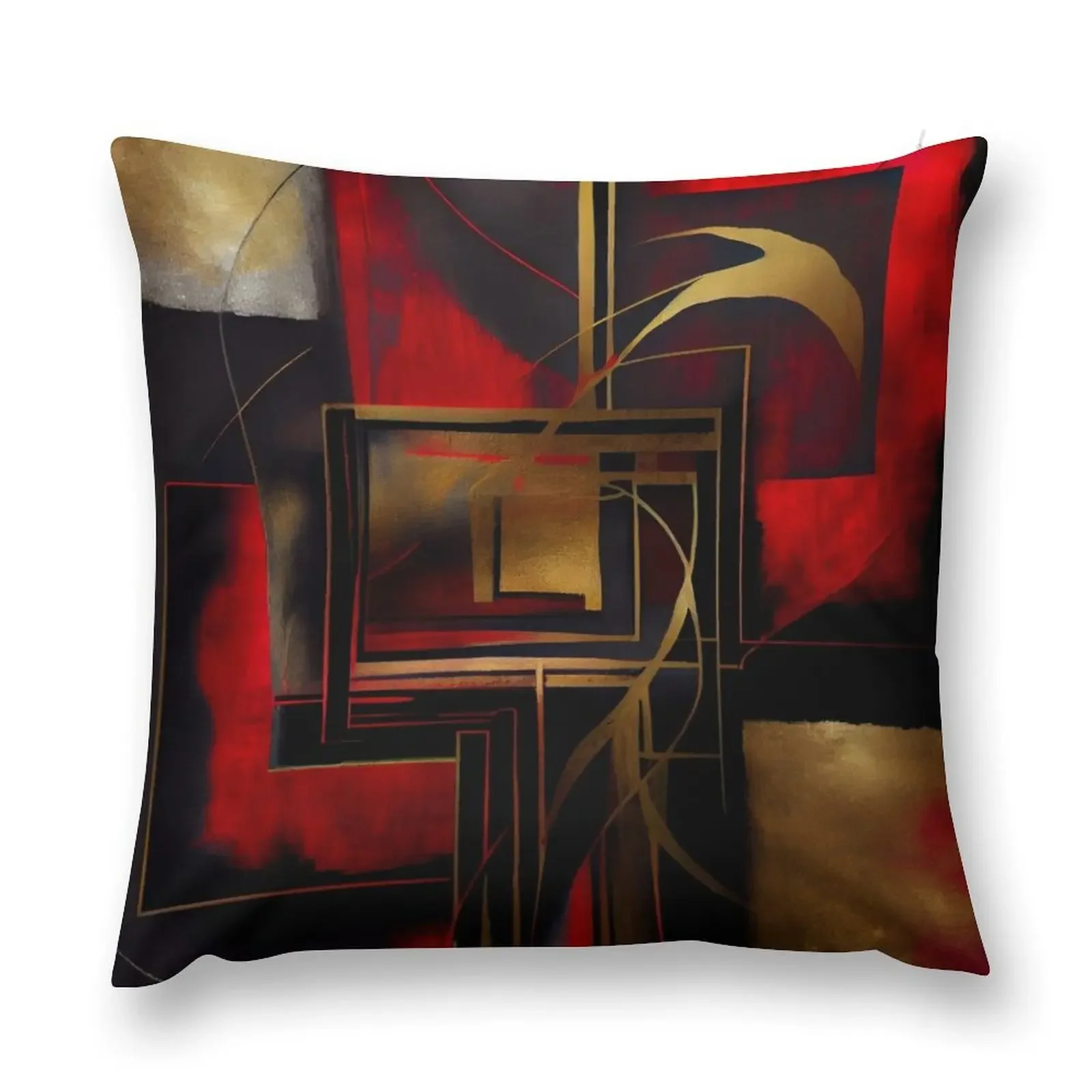

Modern Abstract- Red Black Gold #5 Throw Pillow Sofa Cushions Pillow Cover pillow