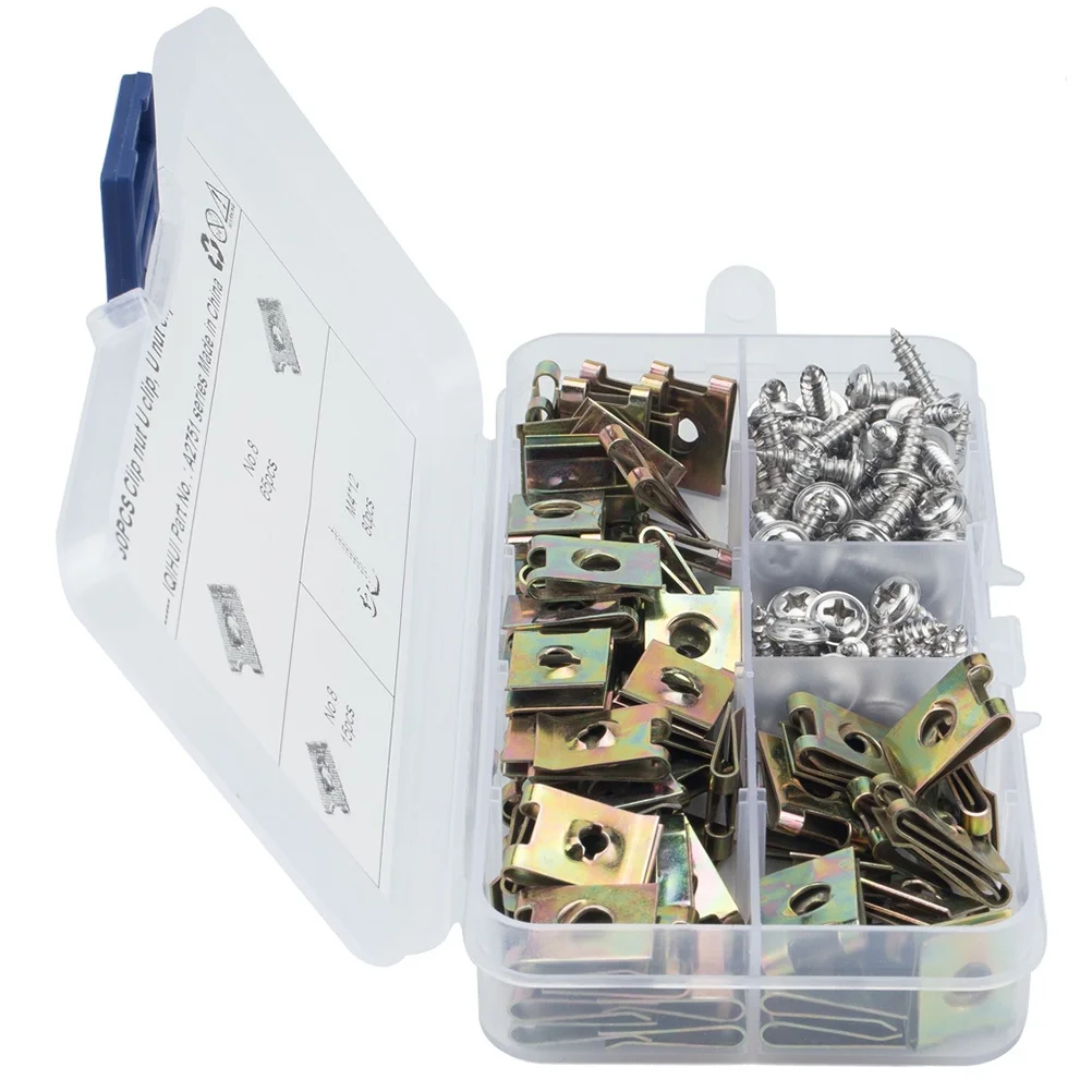 160 قطعة مشبك الربيع على شكل حرف U دراجة نارية هدية لوحة الذاتي التنصت المنغنيز الصلب U الجوز السحابات لسلك الوفير #2