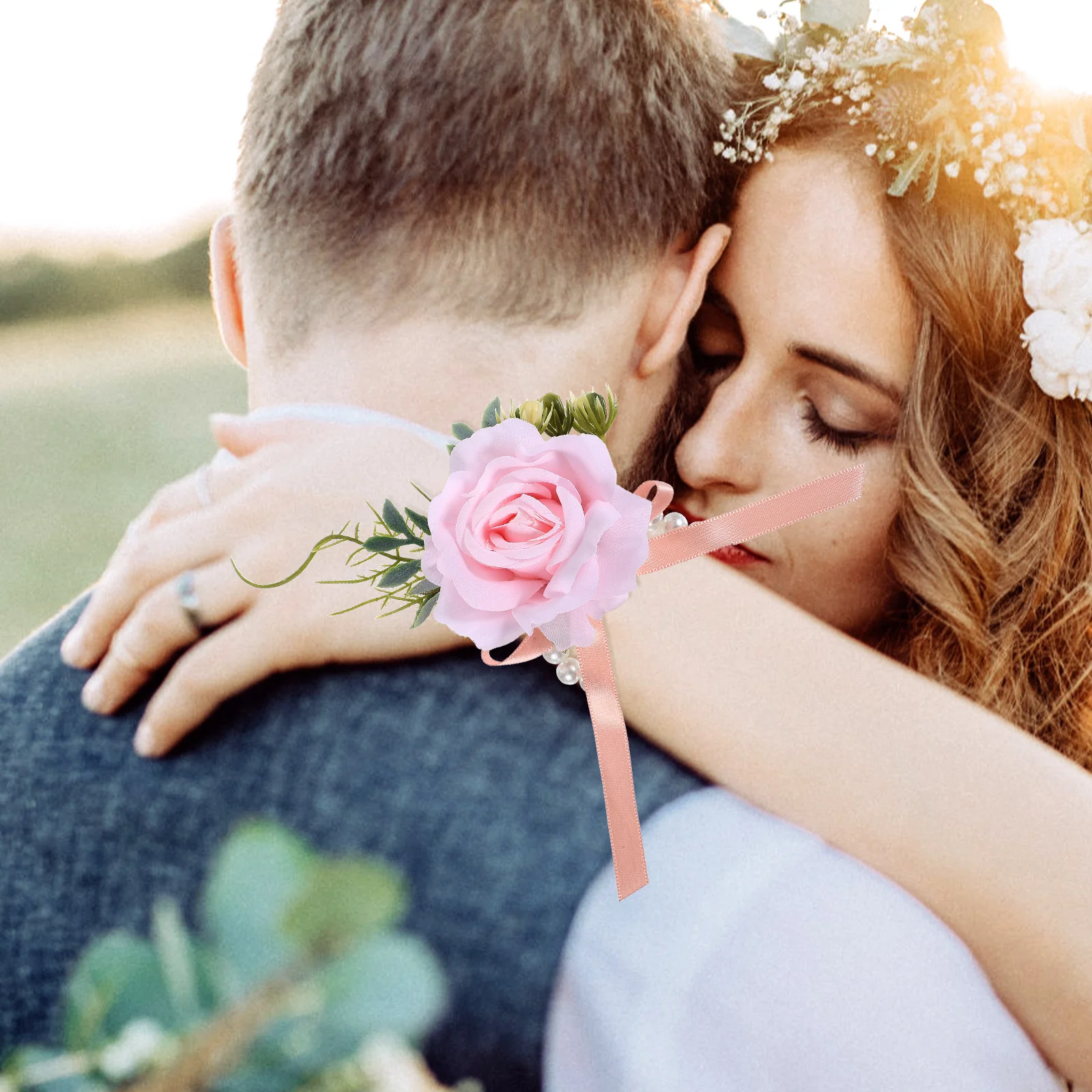 

Corsages Wrist Flower Bridesmaid Bracelet Bridegroom Bridal Party Wedding Decor