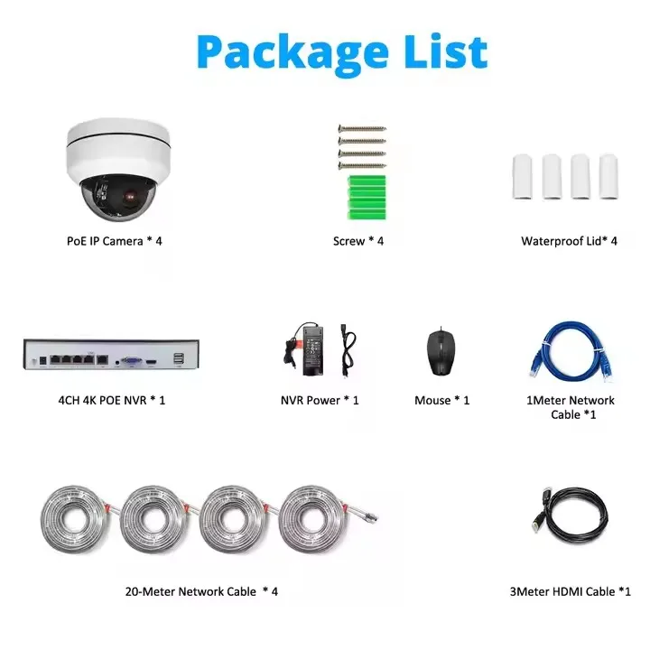 Kits de cámara IP CCTV POE H.265 4K 8MP para exteriores de fábrica, sistema de vigilancia 4CH, cámara de red de seguridad PTZ domo, Kits NVR